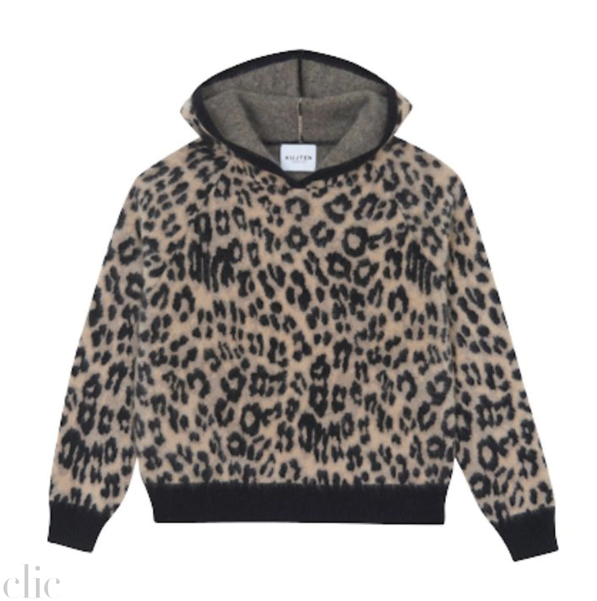 Soso Fluffly Leopard Cashmere Hoodie, from Kujten