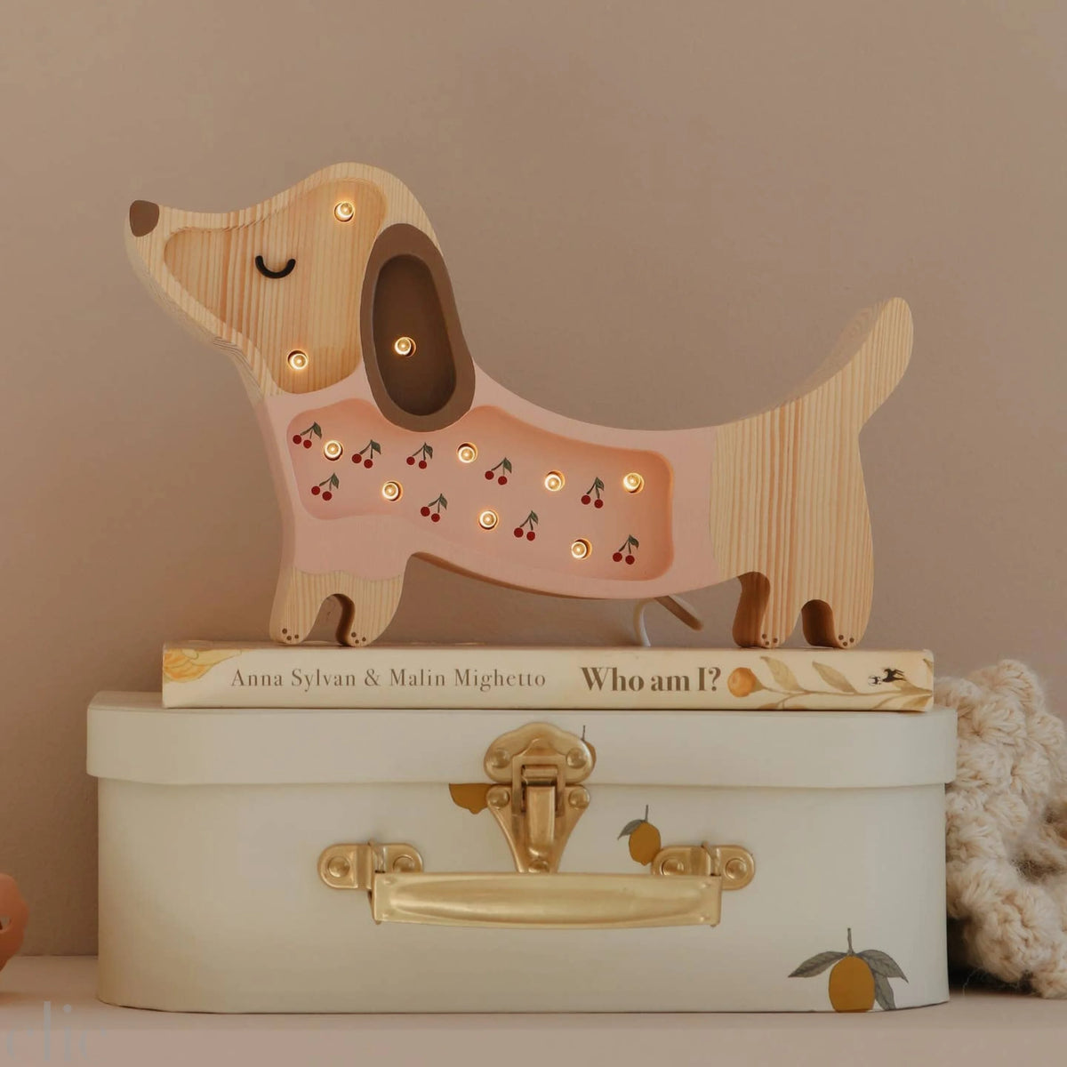 Little Lights Mini Puppy Lamp in Cherry Pink