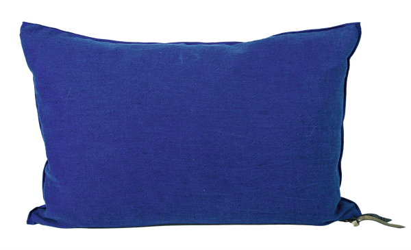 Crumpled Washed Linen Pillow 16x24 in Cobalt, from Maison De Vacances
