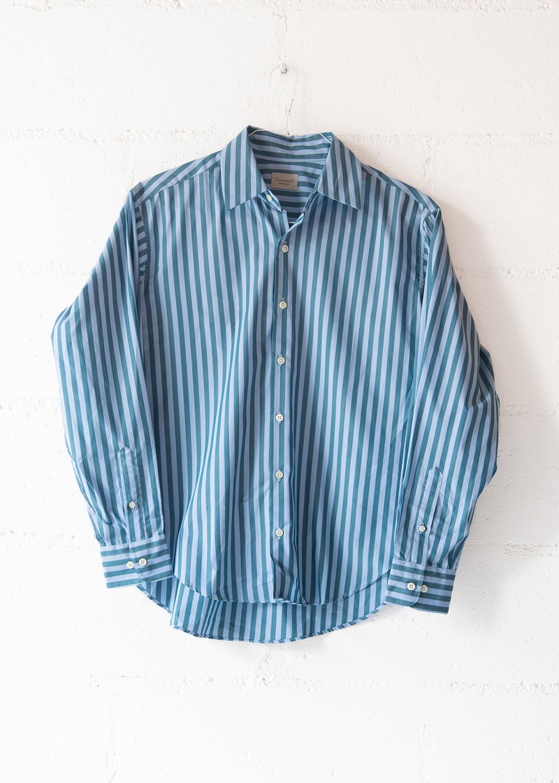 La Shirt Classica Poplin Cotton in Lagoon Stripe, from Comme Si