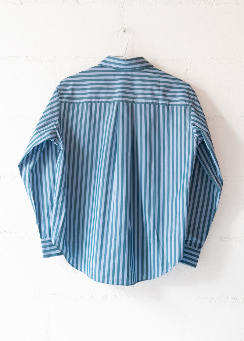 La Shirt Classica Poplin Cotton in Lagoon Stripe, from Comme Si