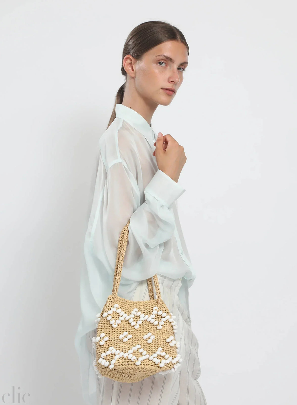 La Gemme Mini Bucktet Bag in Natural, from Maria La Rosa
