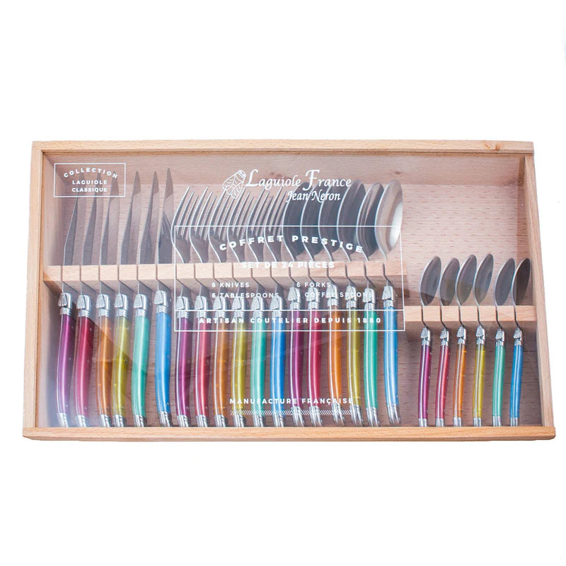 Laguiole Flatware 24 Piece Set in Rainbow, from Jean Neron