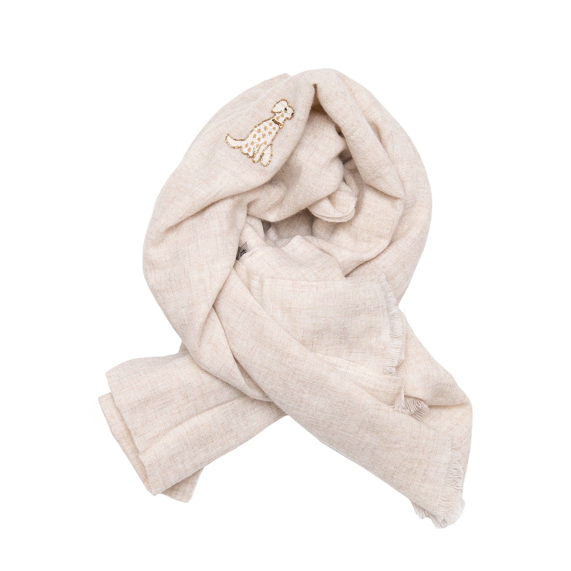 Lamb Multi Tonal Dog Scarf in Oatmeal, from Benaras by Citrus