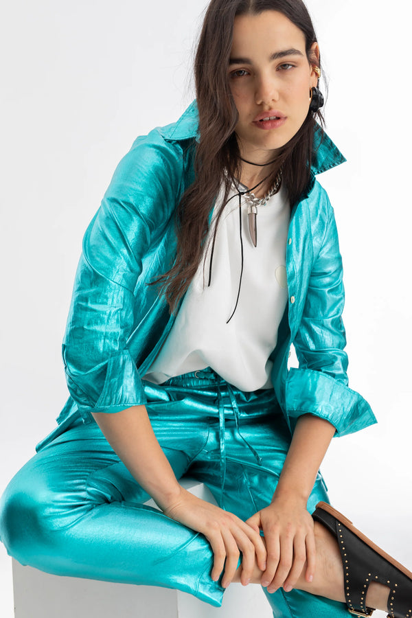 San Marino Turquoise Metallic Shirt, from Lanhtropy