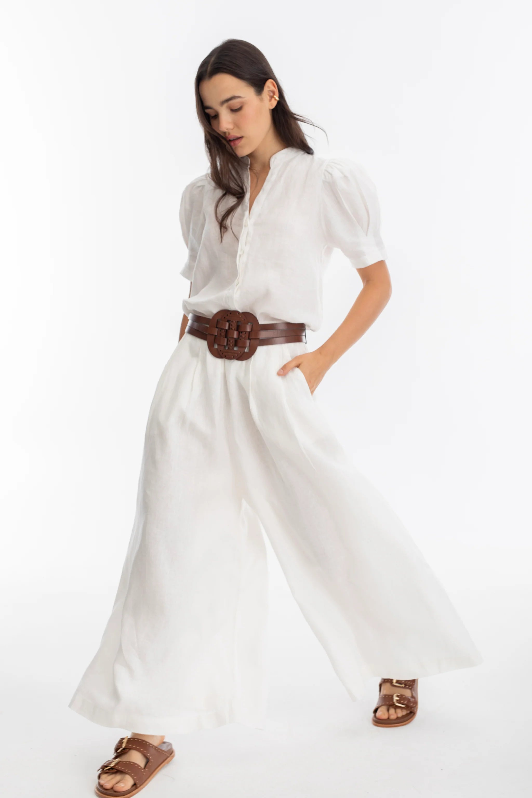 Sabi Linen Pant in White, from Lanhtropy