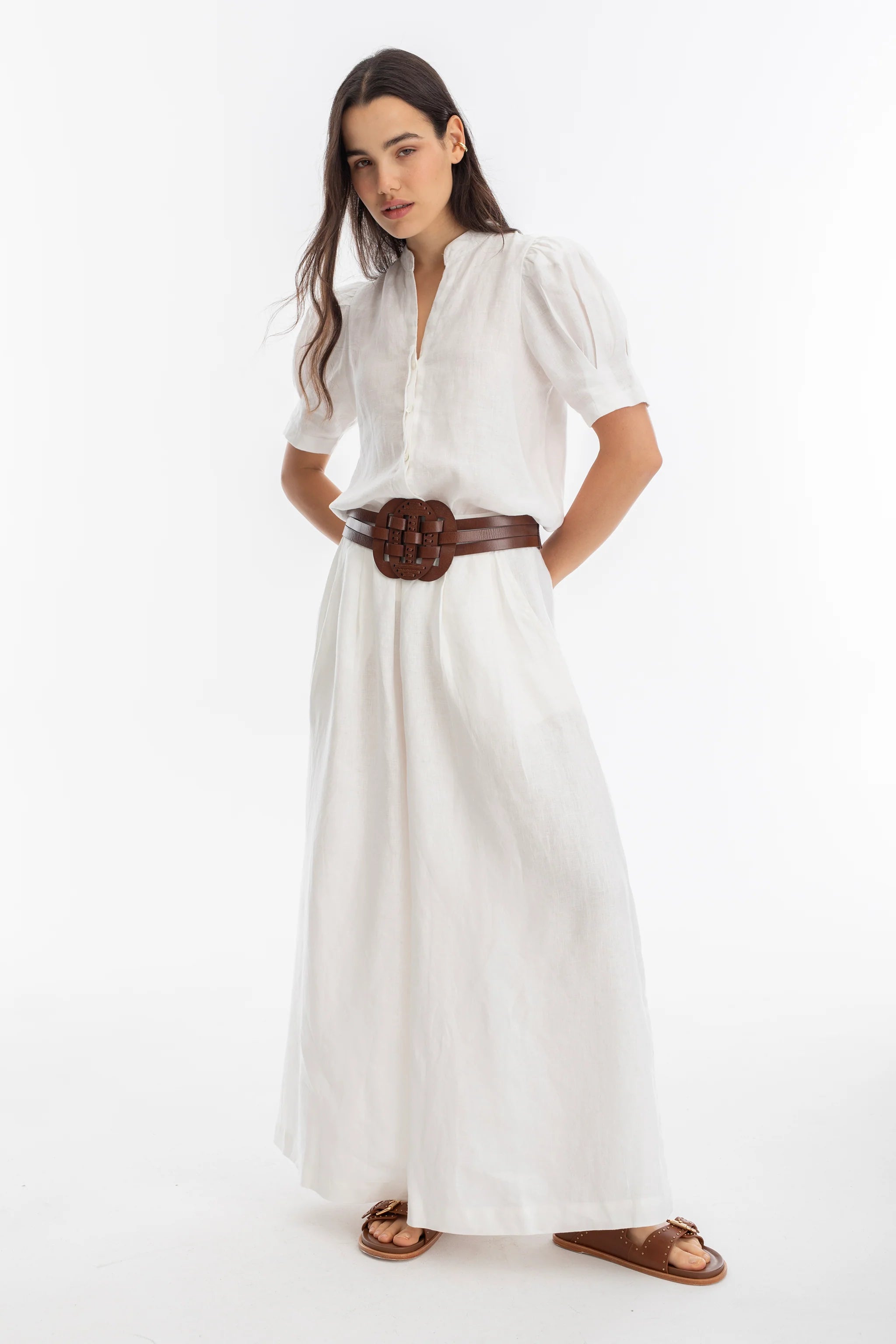 Sabi Linen Pant in White, from Lanhtropy