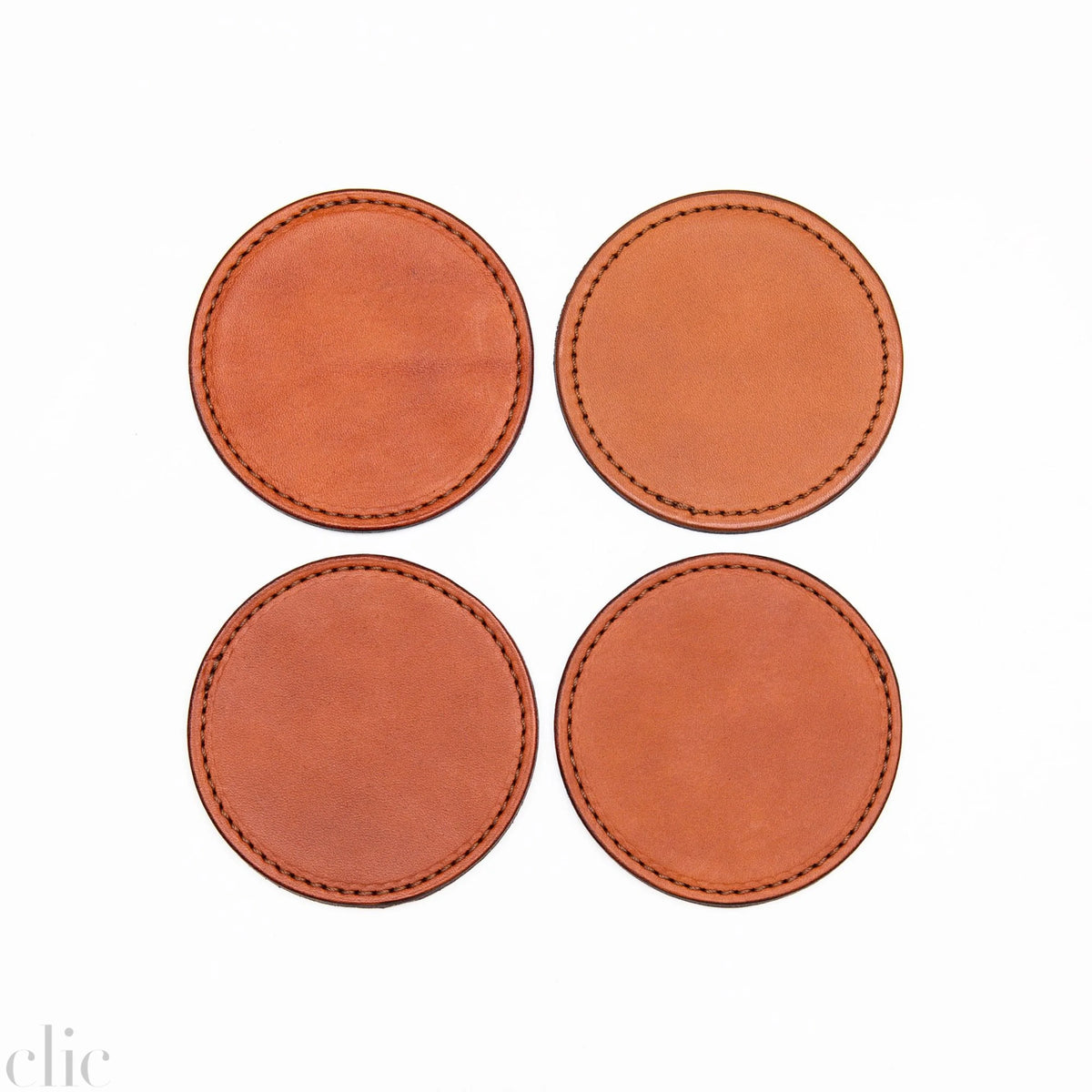 Leather Coaster Set of 4 in Camel
