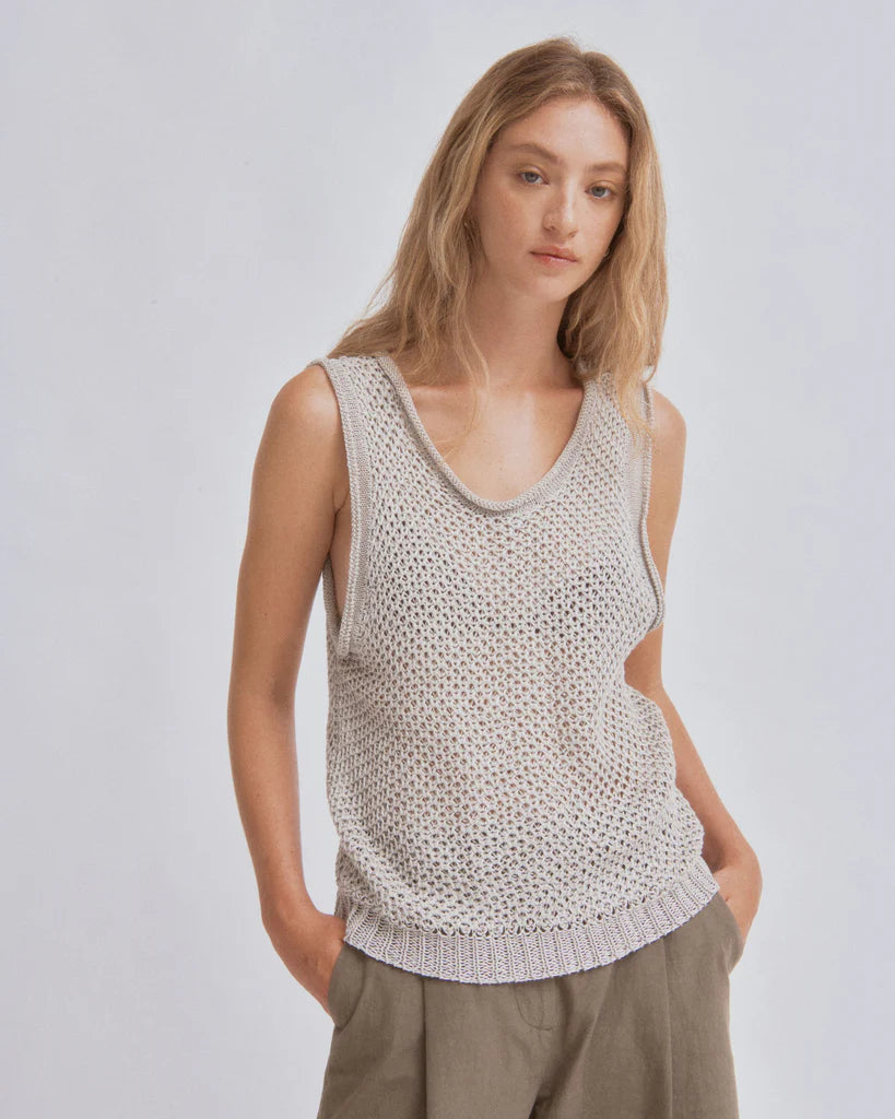 Linen Knit Tank in Sand, from Sayaka Davis