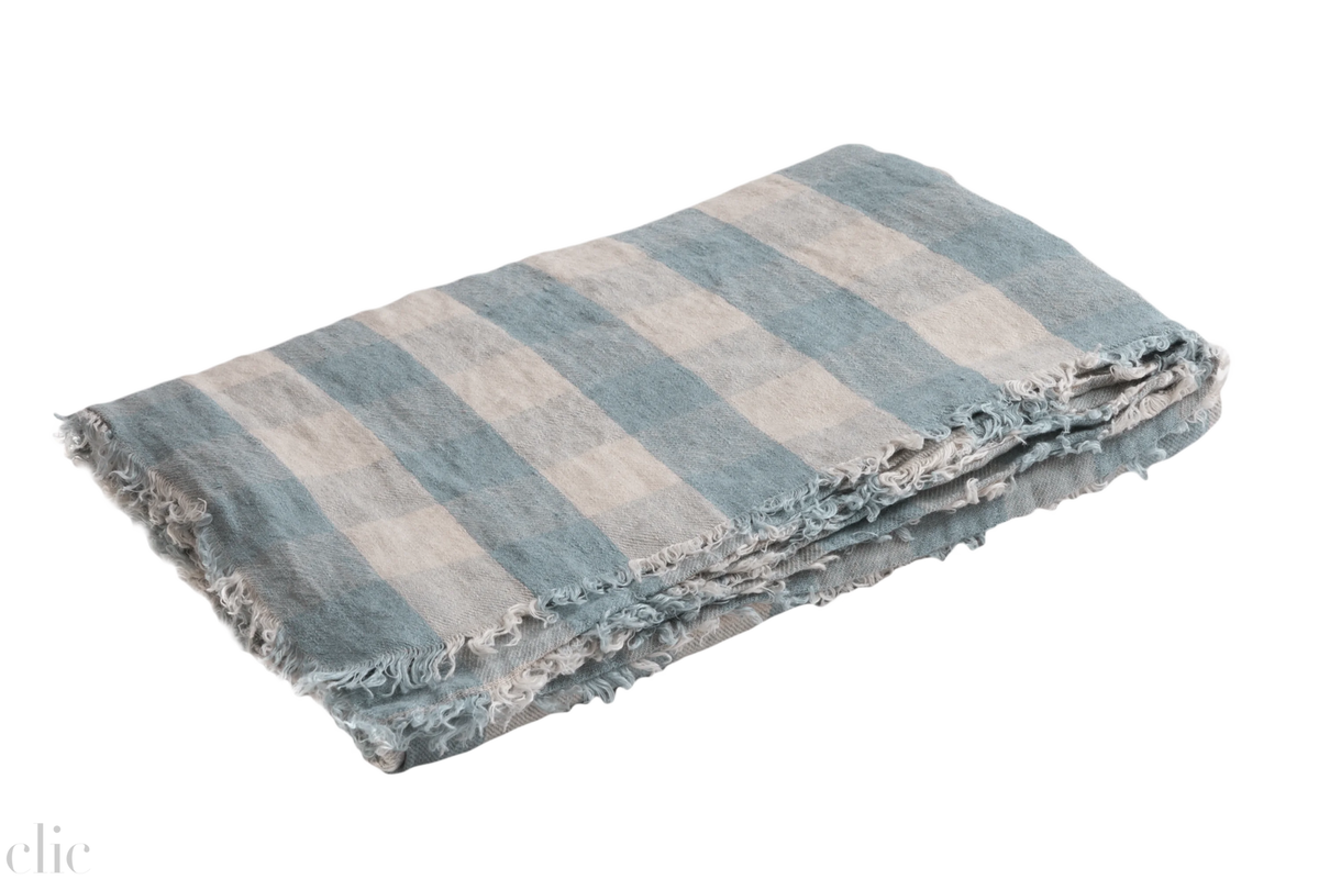 Linen Vichy Throw in Nuage, from Maison de Vacances