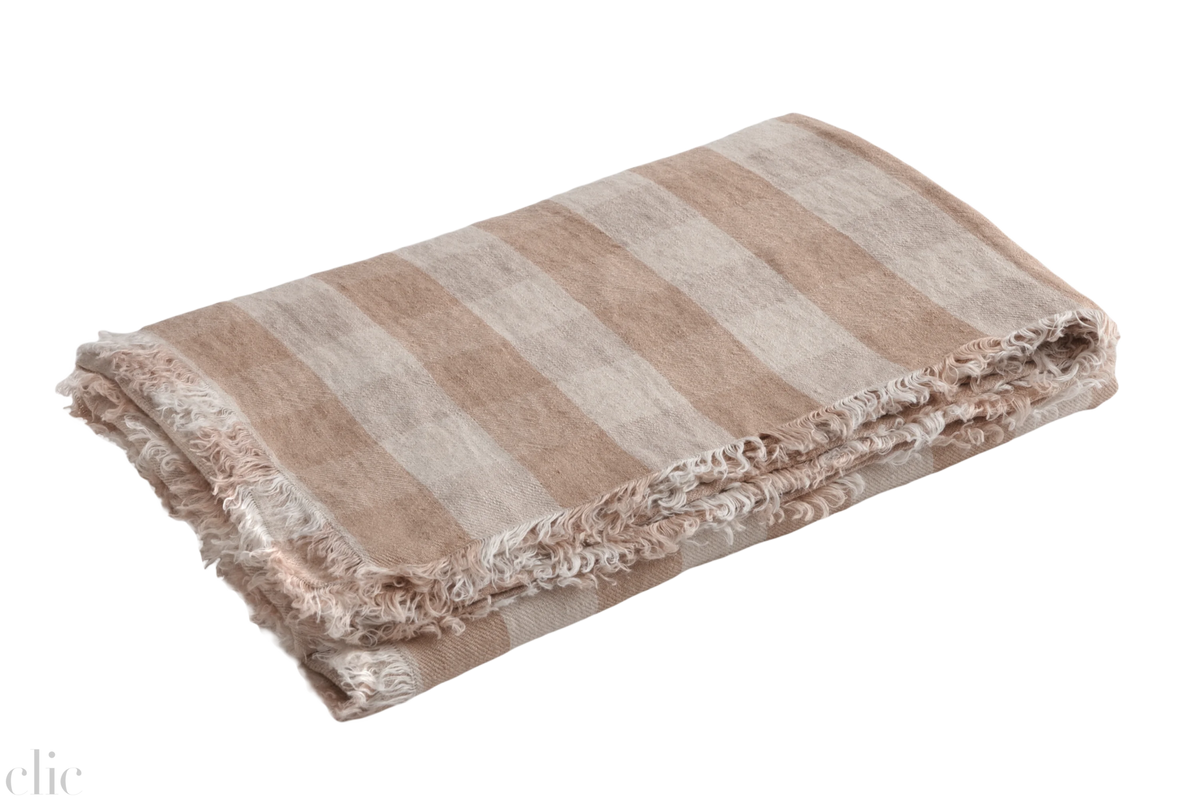 Linen Vichy Throw in Nude, from Maison de Vacances