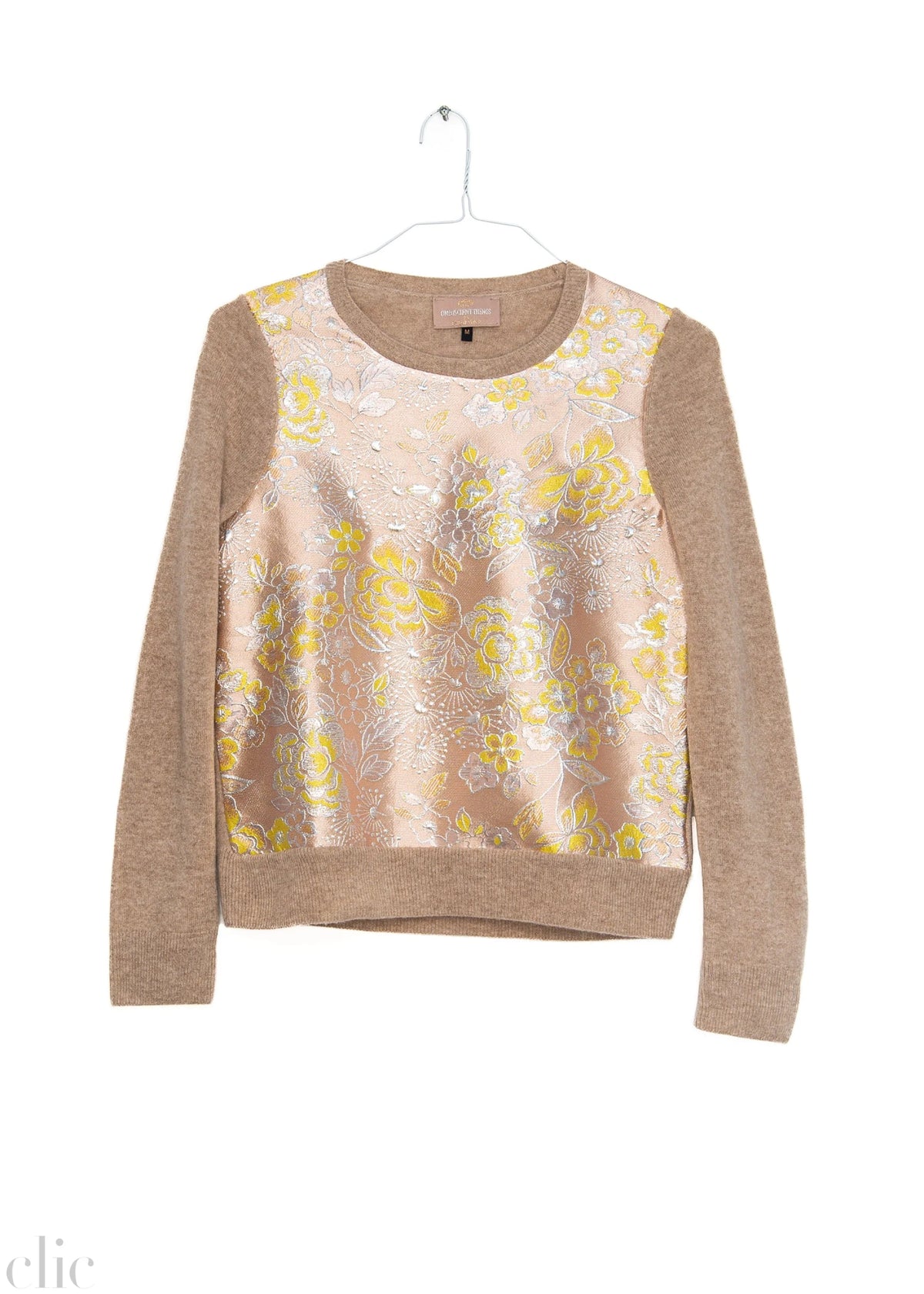 Crew Neck Flower Sweater in Oatmeal, from Omniscient Things
