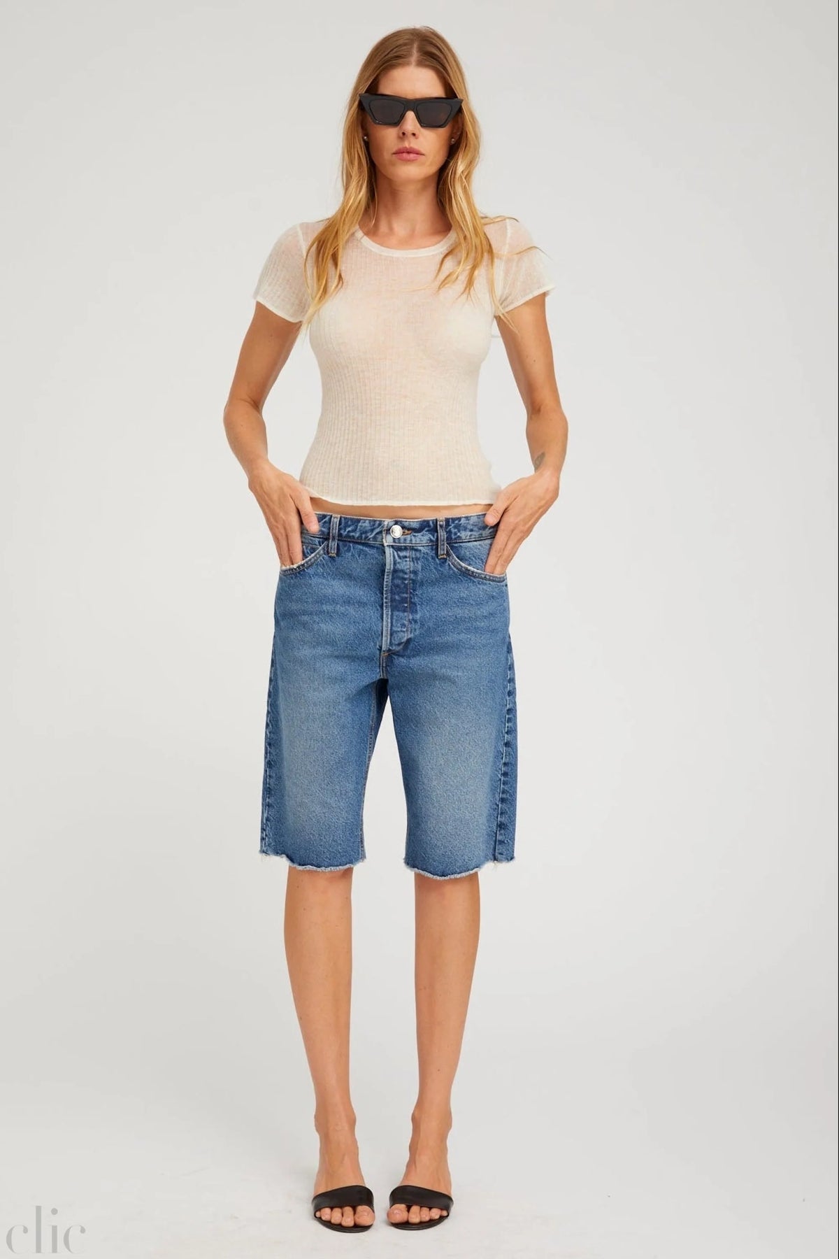 Denim Bermuda Shorts in Eva, from SPRWMN