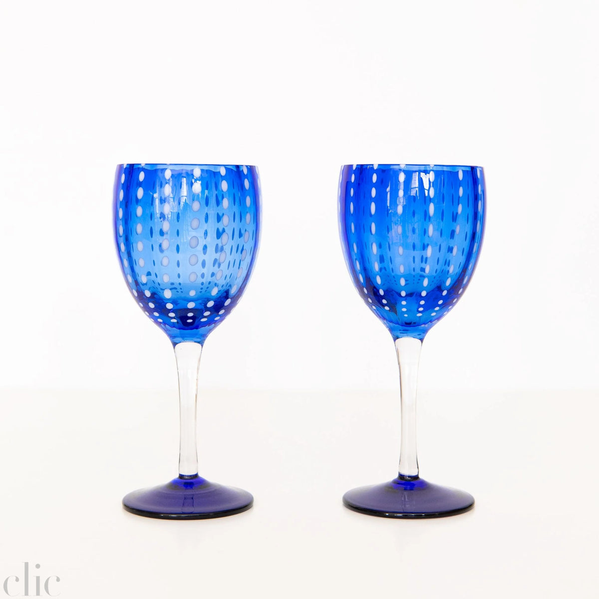 Perle Wine Goblet in Cobalt Blue, from Zafferano