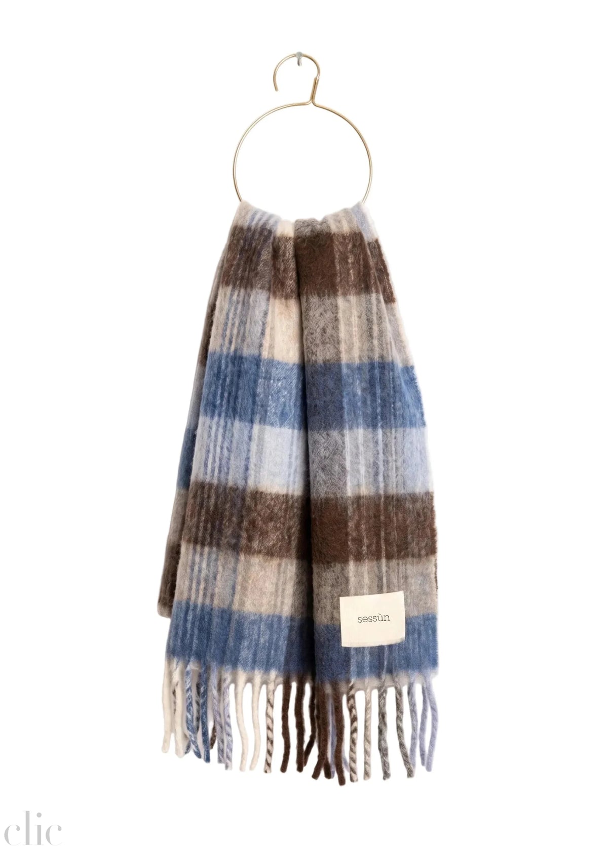 Lucio Scarf in Blue Checks, from Sessun