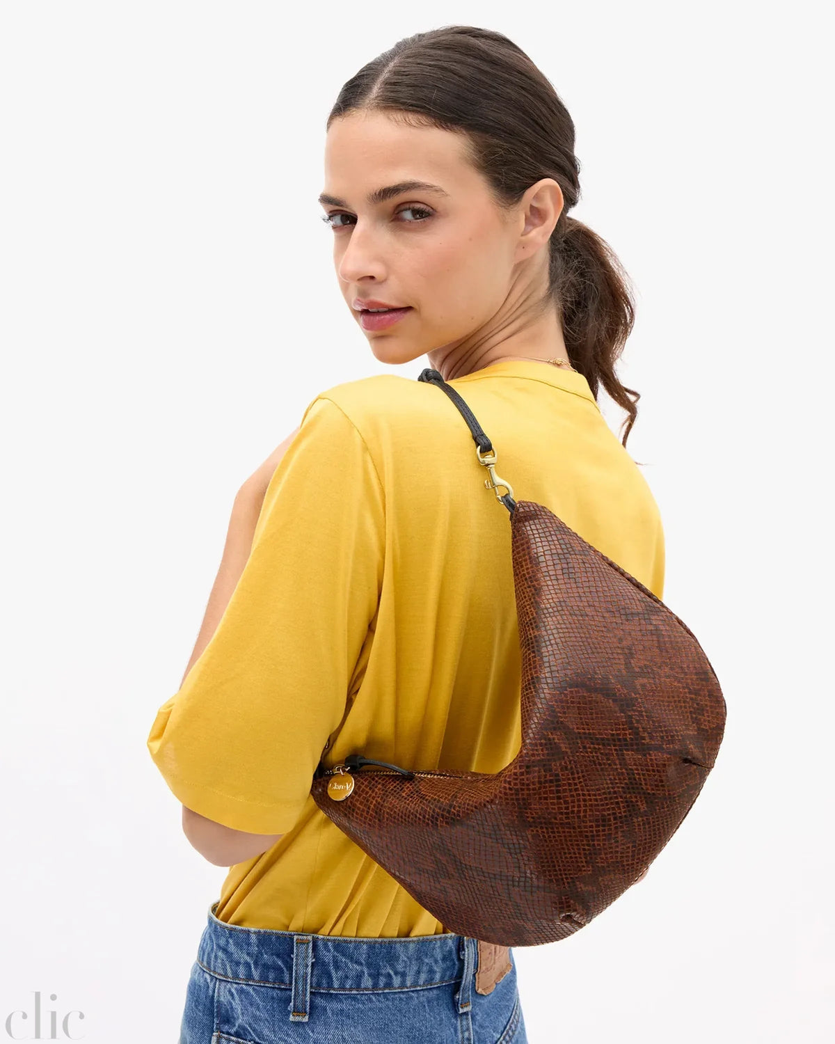 Lune Pierre Python Bag in Auburn, from Clare V