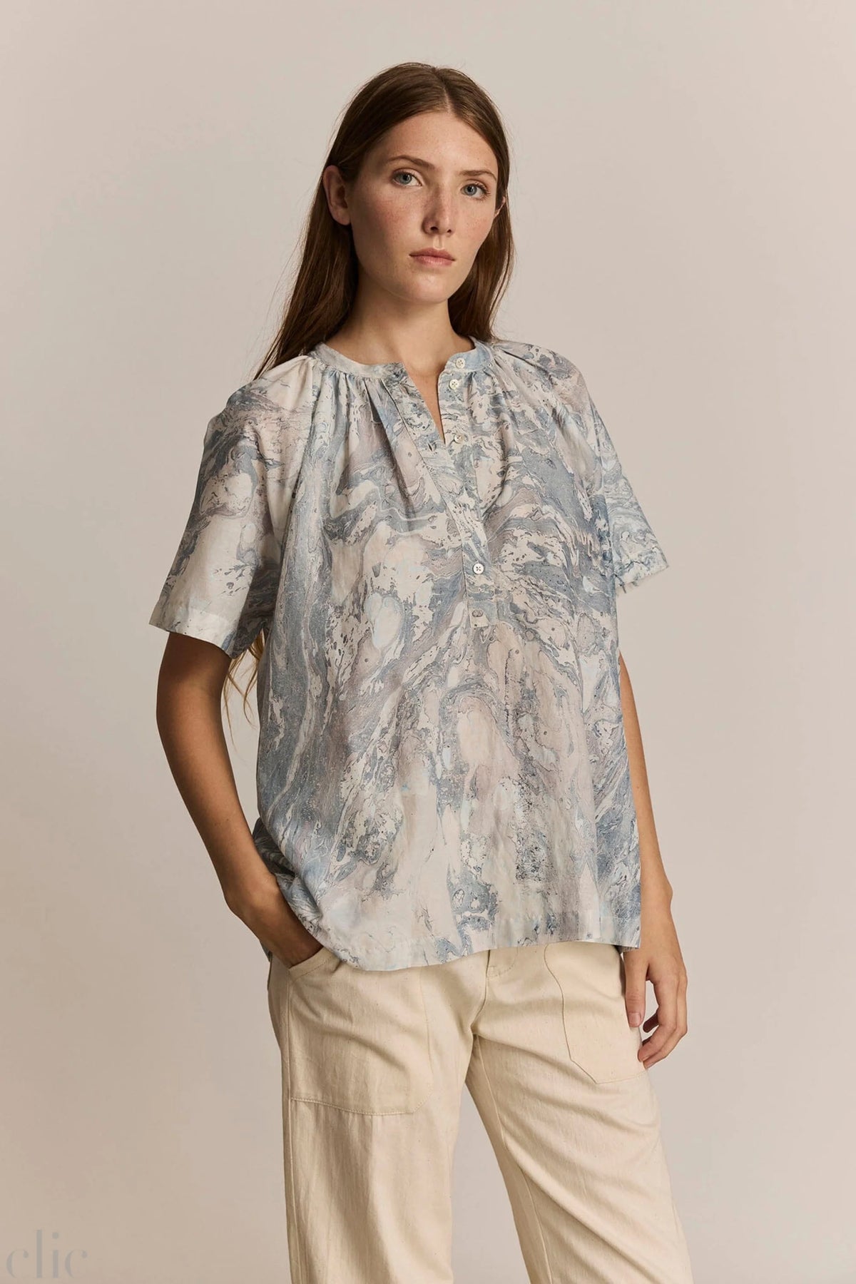 Perry Shirt in Blue Marble, from M.Patmos