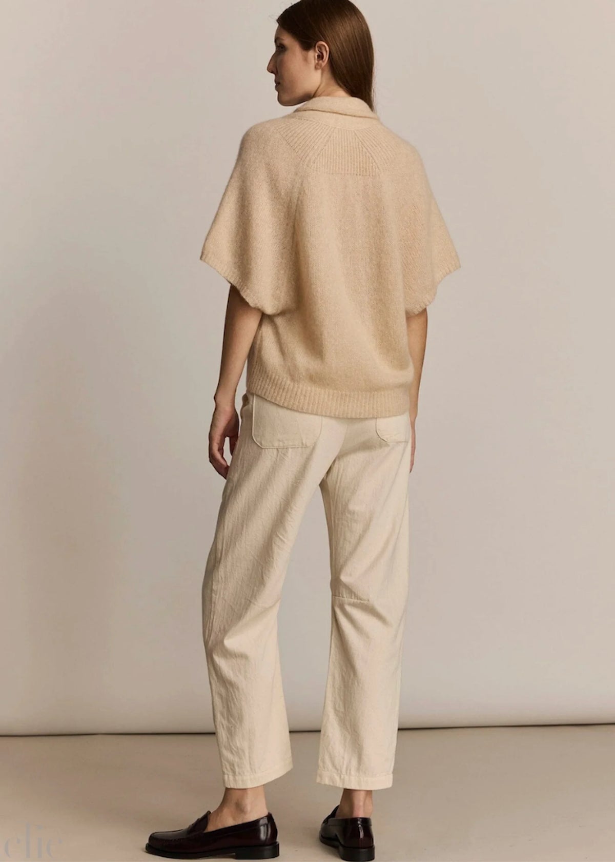 Ilam Cardigan in Fawn, from M. Patmos