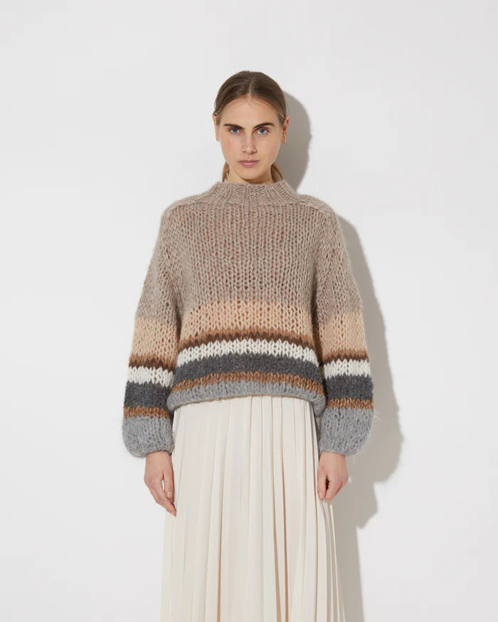 Alpaca Mix Striped Pullover, from Maiami