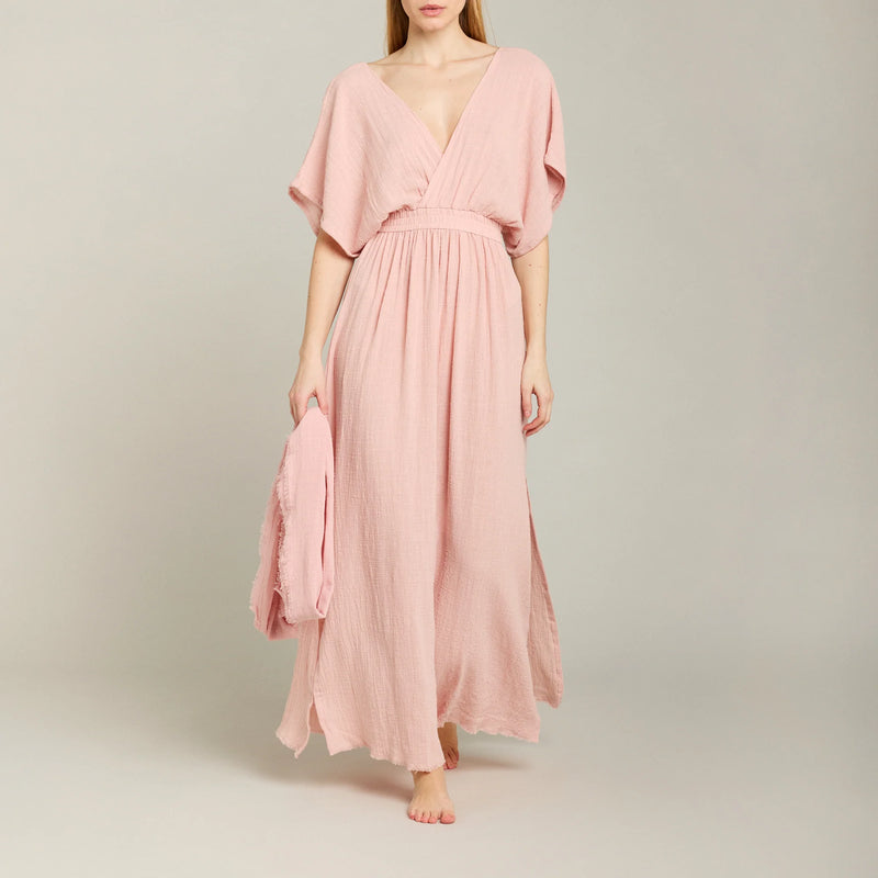 Empire Long Resort Dress in Powder Pink, from Maison Saint Julien