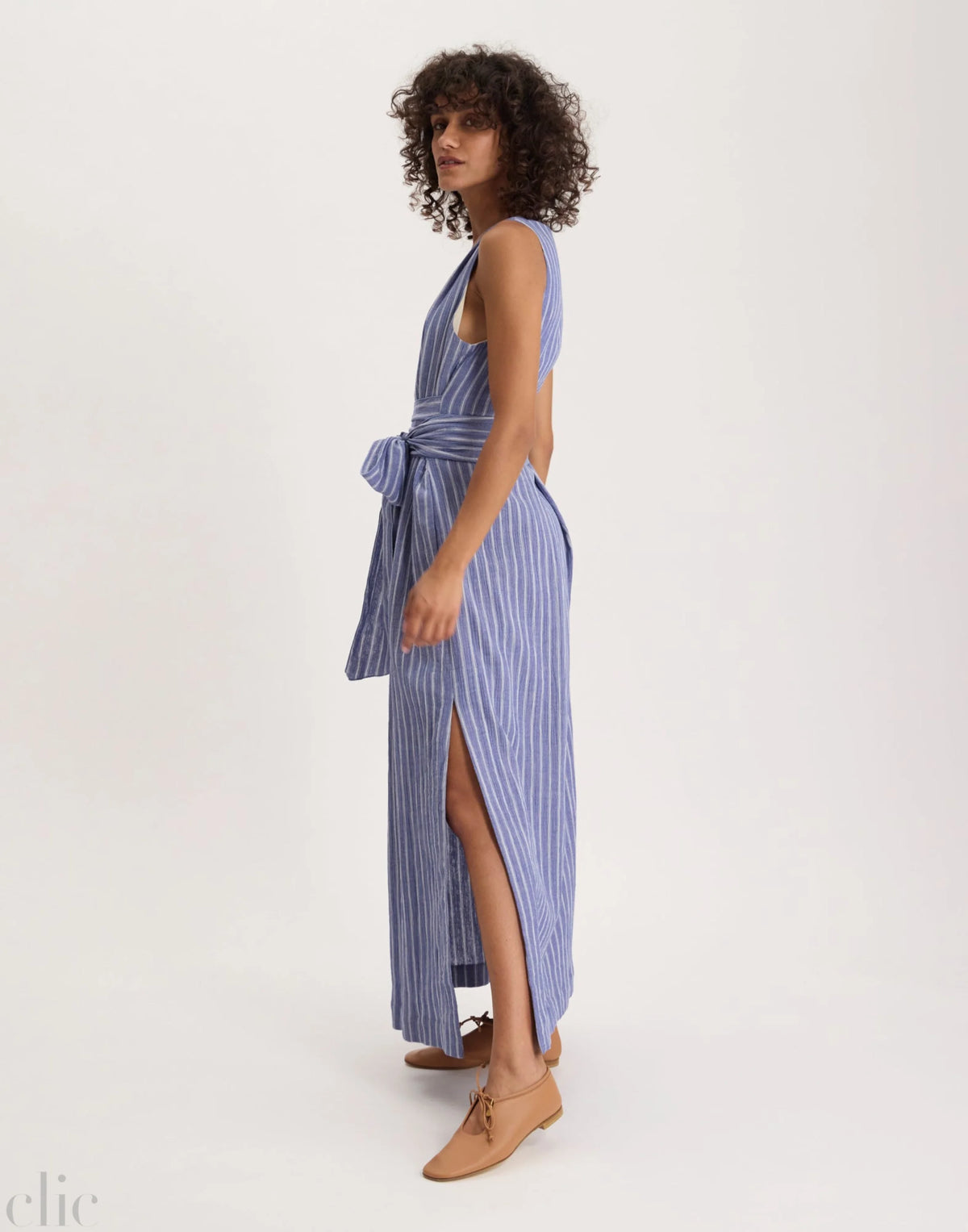Ambre Striped Dress in Blue White, from Ines de la Fressange