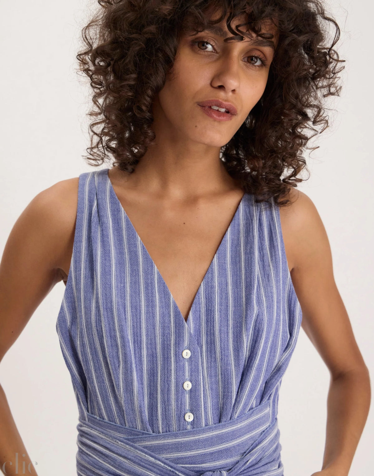Ambre Striped Dress in Blue White, from Ines de la Fressange