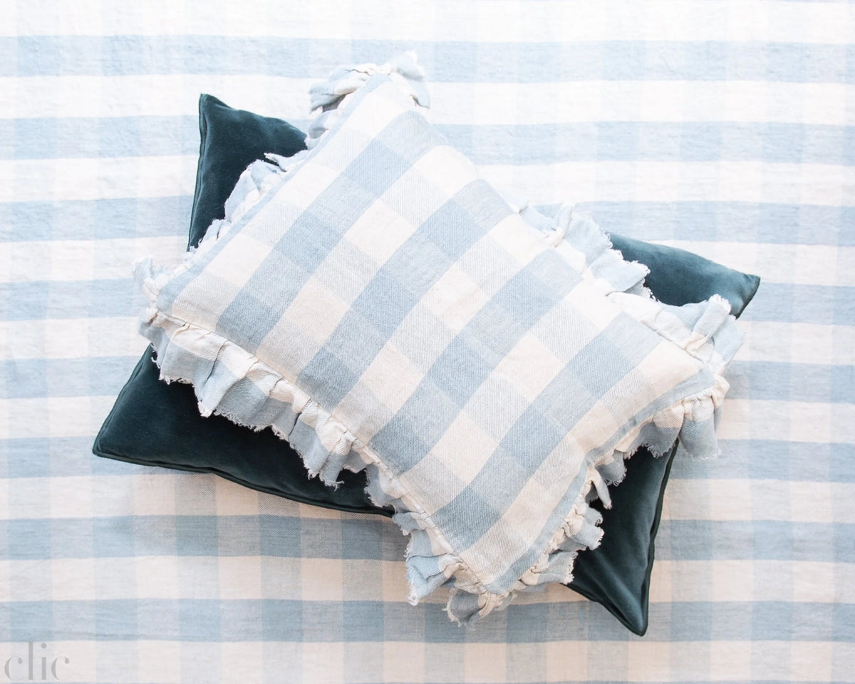 Linen Vichy Throw in Nuage, from Maison de Vacances