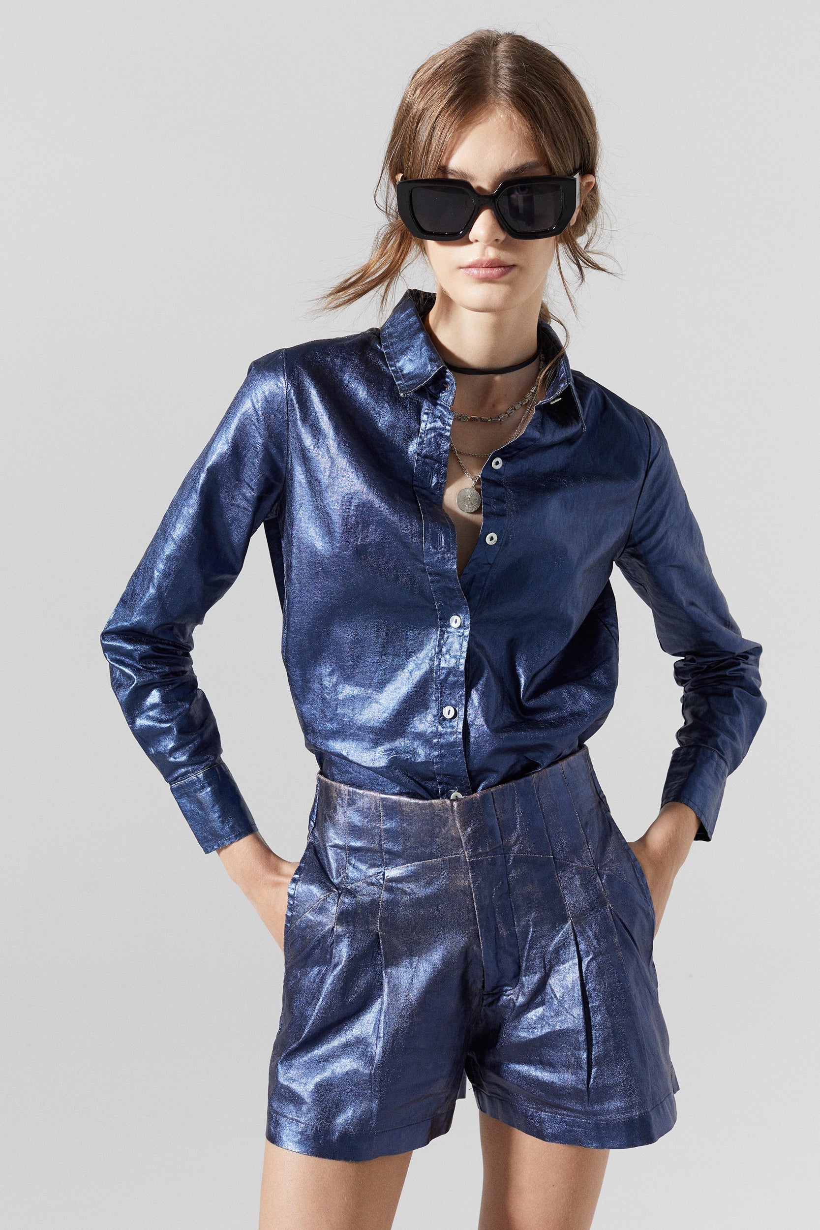 San Marino Deep Blue Metallic Shirt, from Lanhtropy