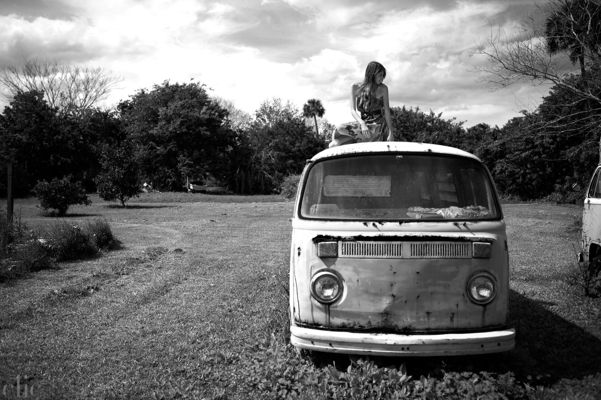 Lauren on VW bus by Charity de Meer