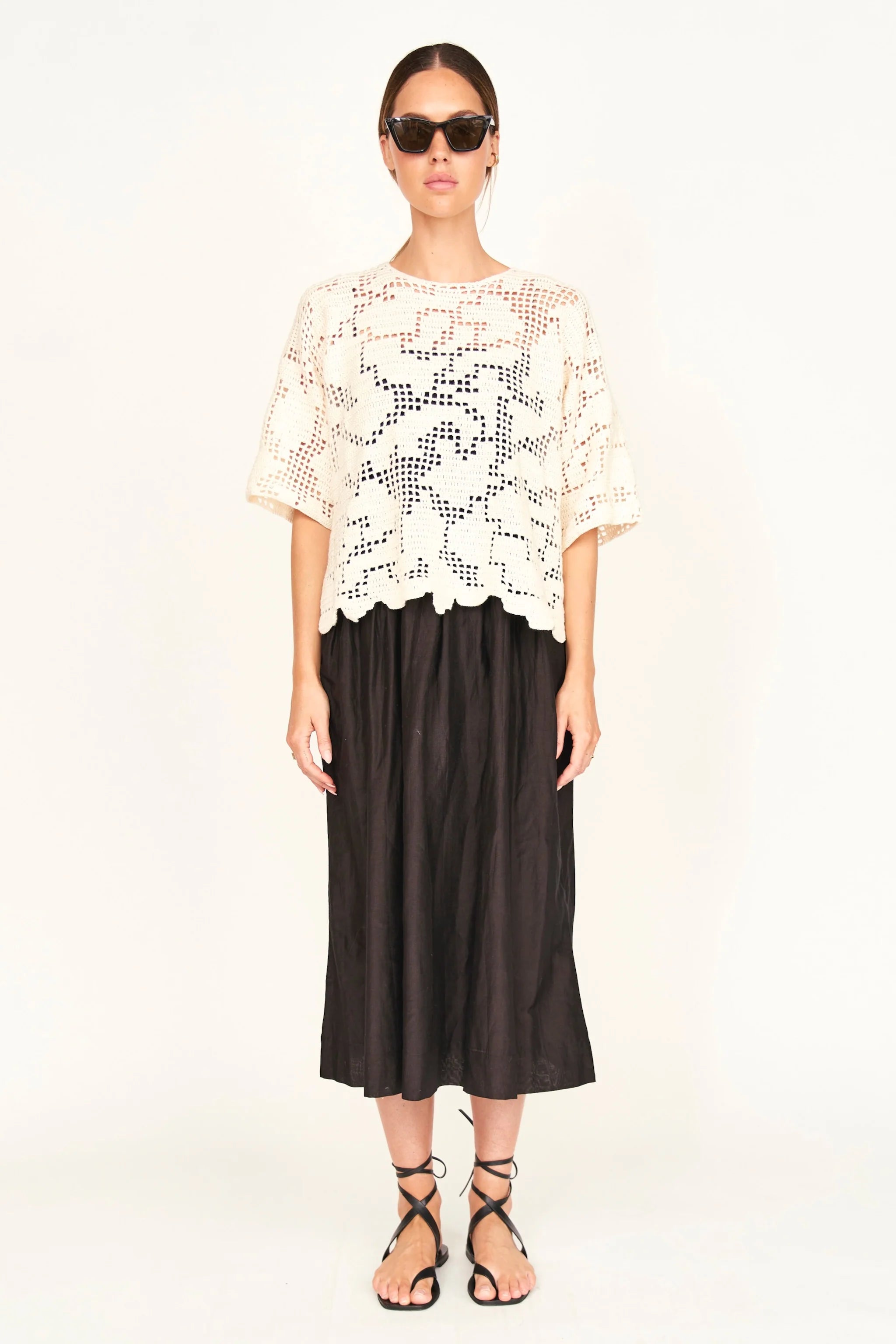 Fez Crochet Top in Natural, from Mirth
