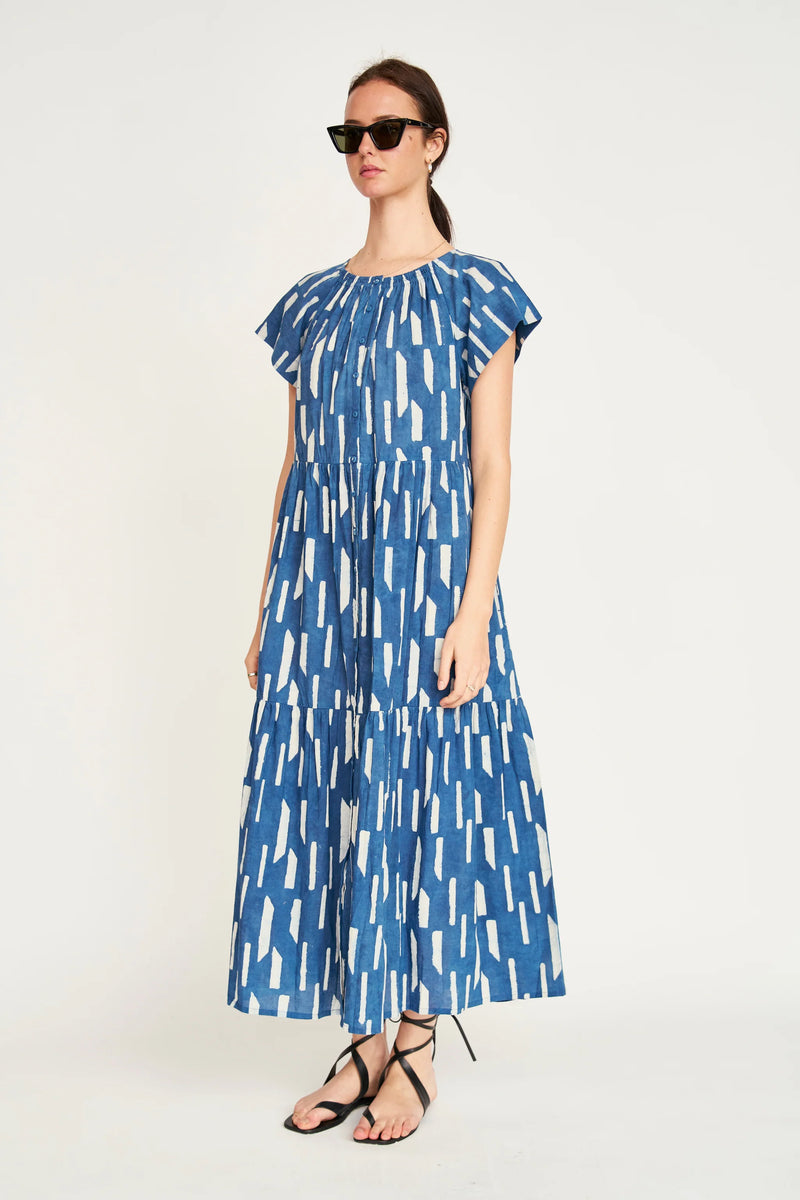 Vienna Maxi Dress in Indigo Rainfall, from Mirth