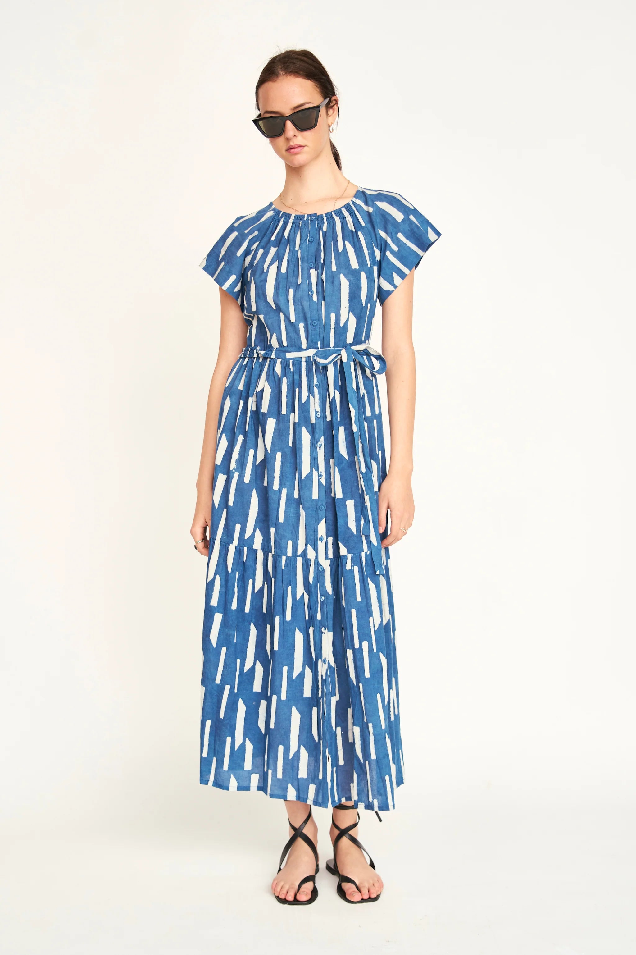 Vienna Maxi Dress in Indigo Rainfall, from Mirth