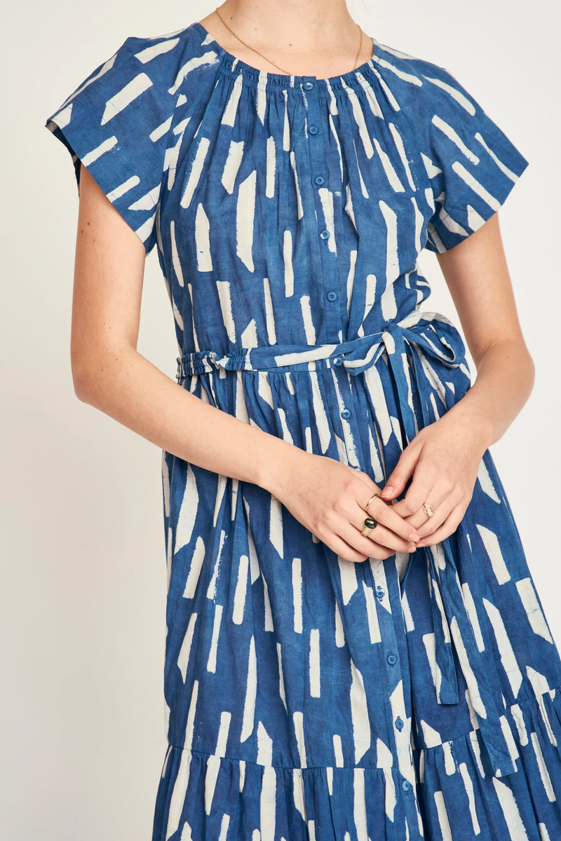 Vienna Maxi Dress in Indigo Rainfall, from Mirth