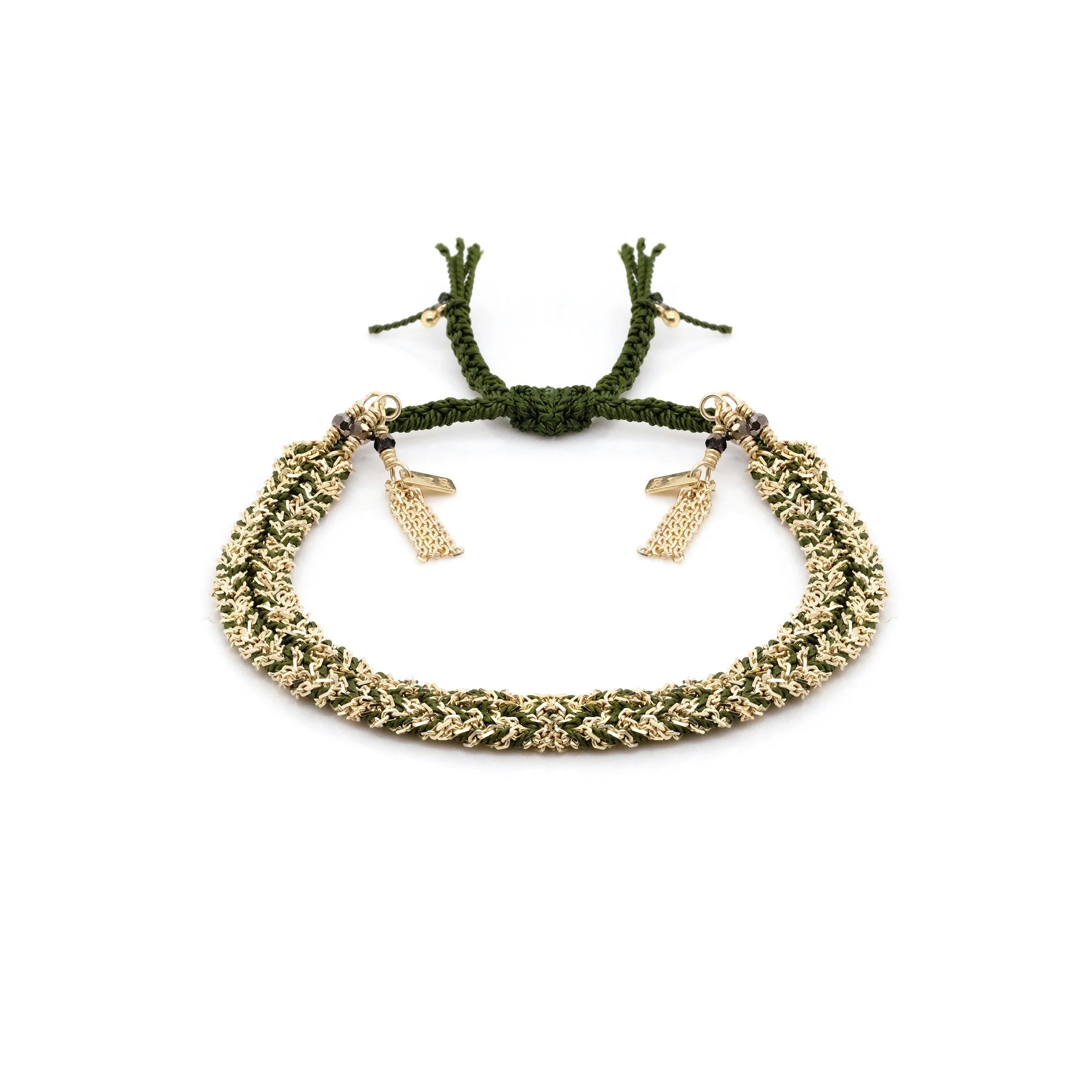MLS 183 Bracelet in Gold and Kaki, from Marie Laure Chamorel
