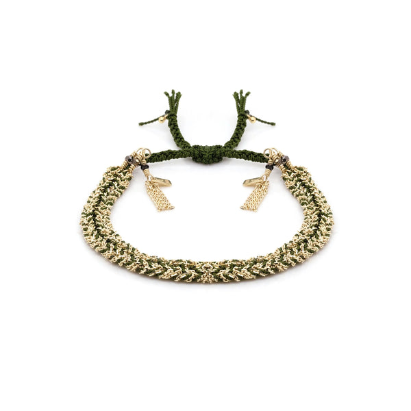 MLS 183 Bracelet in Gold and Kaki, from Marie Laure Chamorel