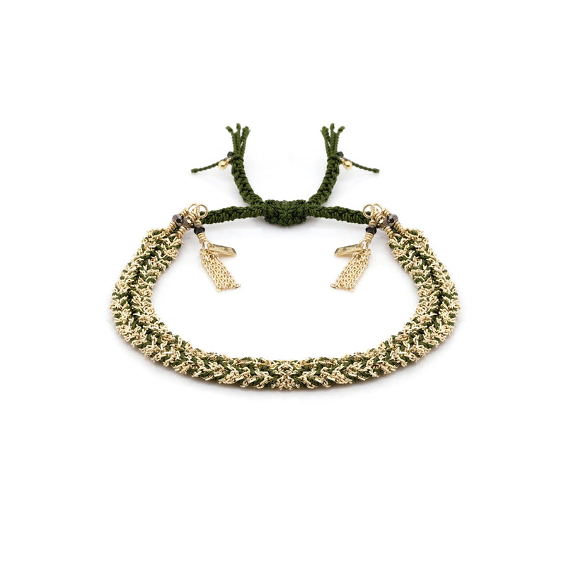 MLS 183 Bracelet in Gold and Kaki, from Marie Laure Chamorel