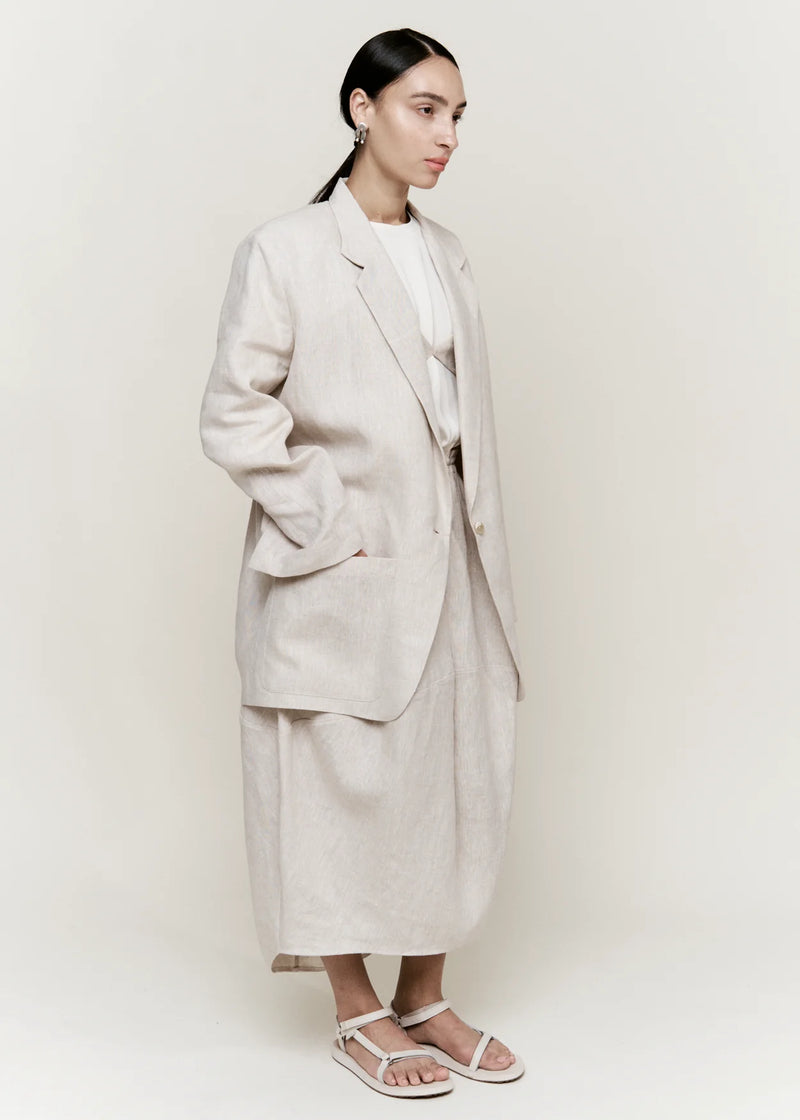 Linen Boxy Blazer in Oatmeal, from Modern Weaving