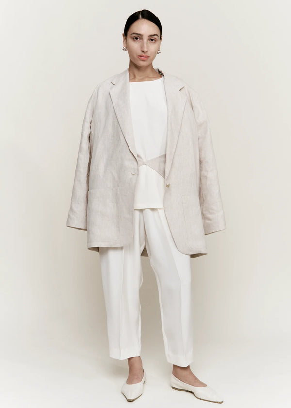 Linen Boxy Blazer in Oatmeal, from Modern Weaving