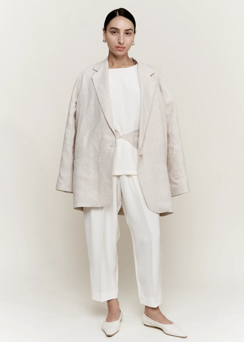 Linen Boxy Blazer in Oatmeal, from Modern Weaving