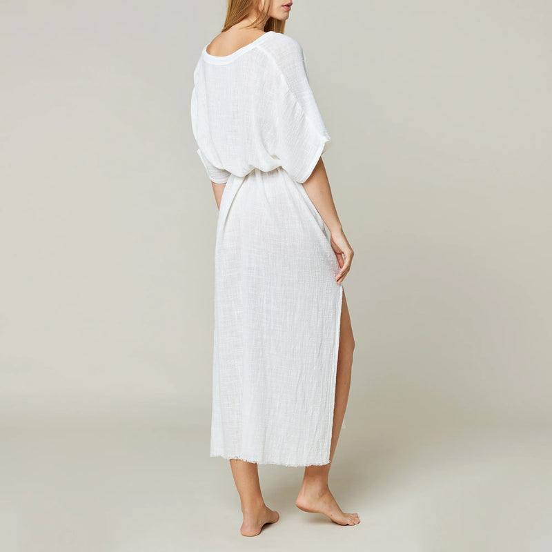 Palma de Mallorca Long Caftan Dress in Off White, from Maison Saint Julien
