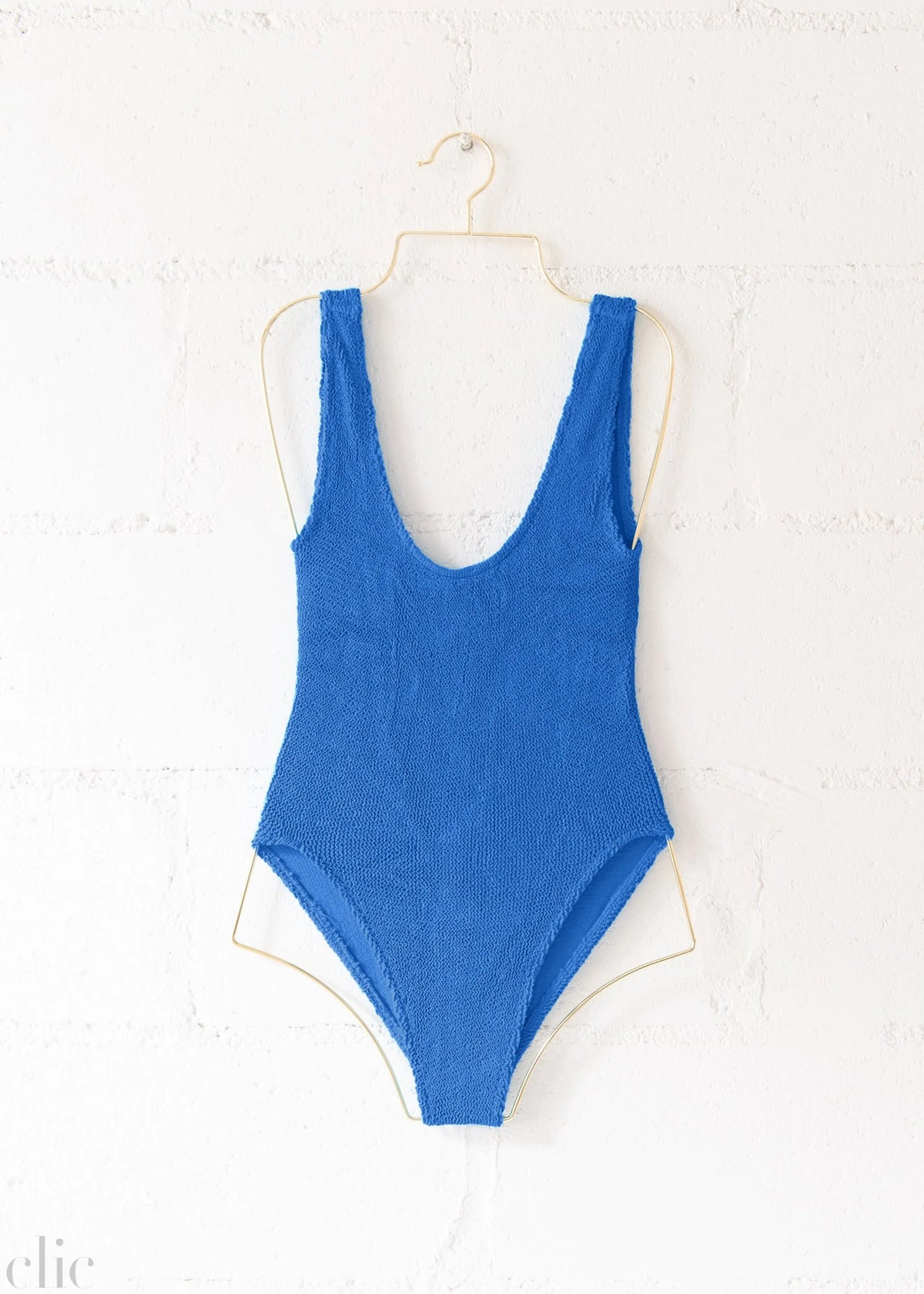 Marbella Scoop Neck One Piece Metallic Denim, from Love & Bikinis