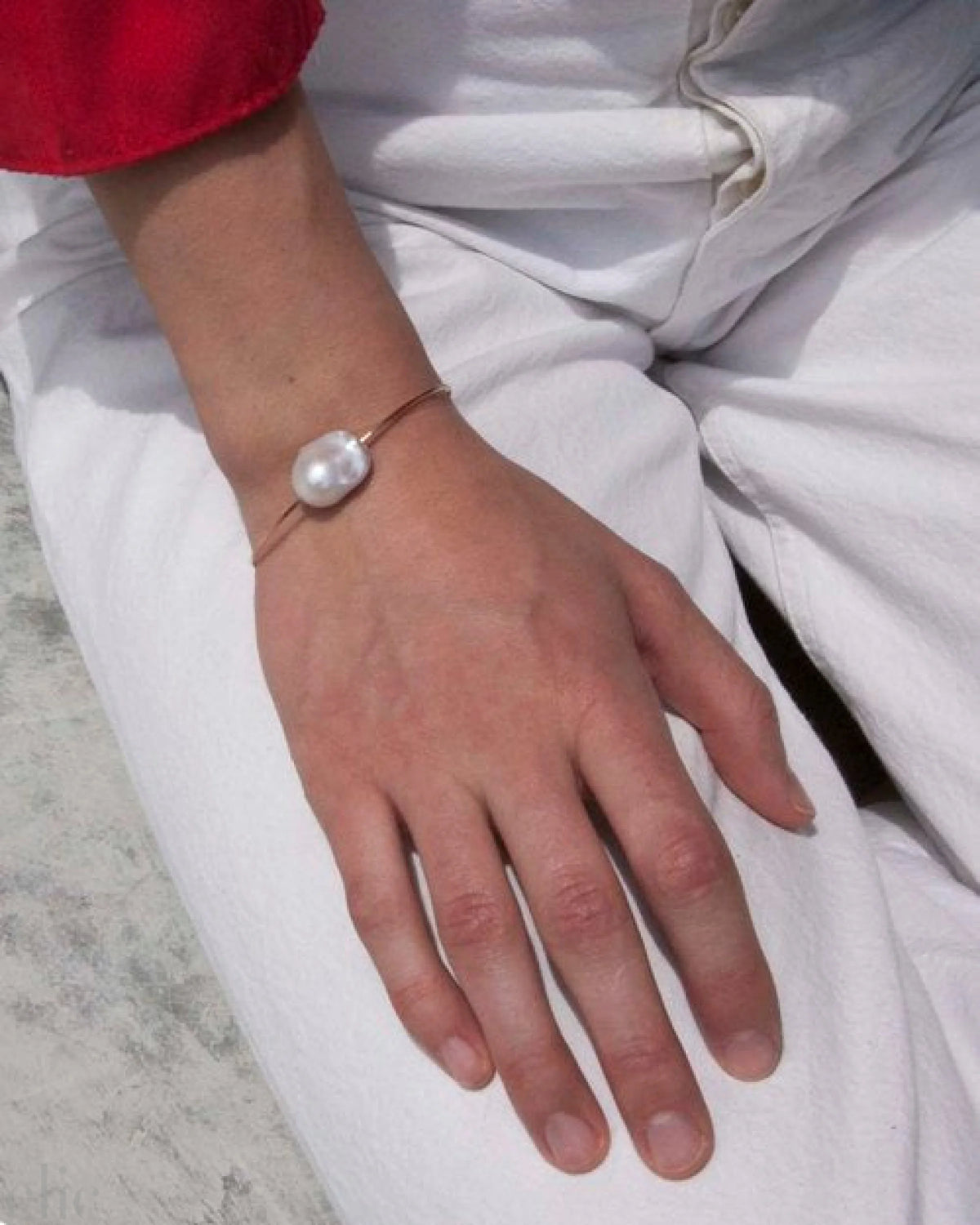 Baroque Pearl Cuff in White, from Mary Macgill