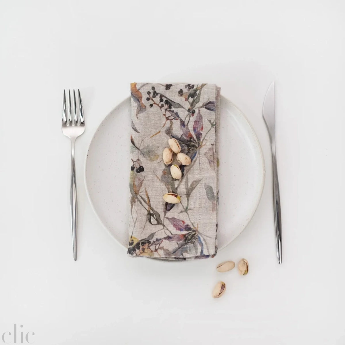 Meadow on Natural Linen Set of 2 Napkins, from Linen Tales