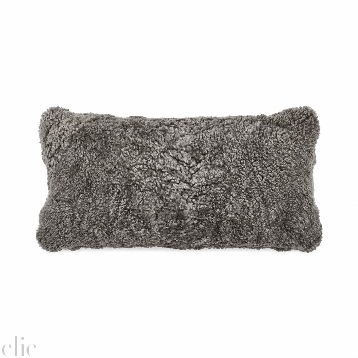Double Sided Short Curly Sheepskin Cushion  26" x 16"  in Graphite