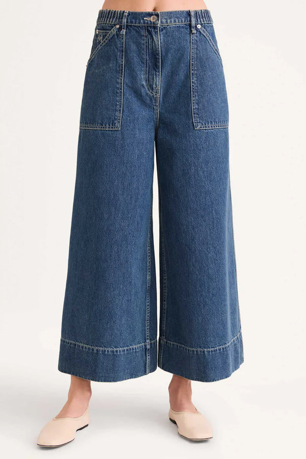 Violette Pants in Mid-blue Wash, from Merlette