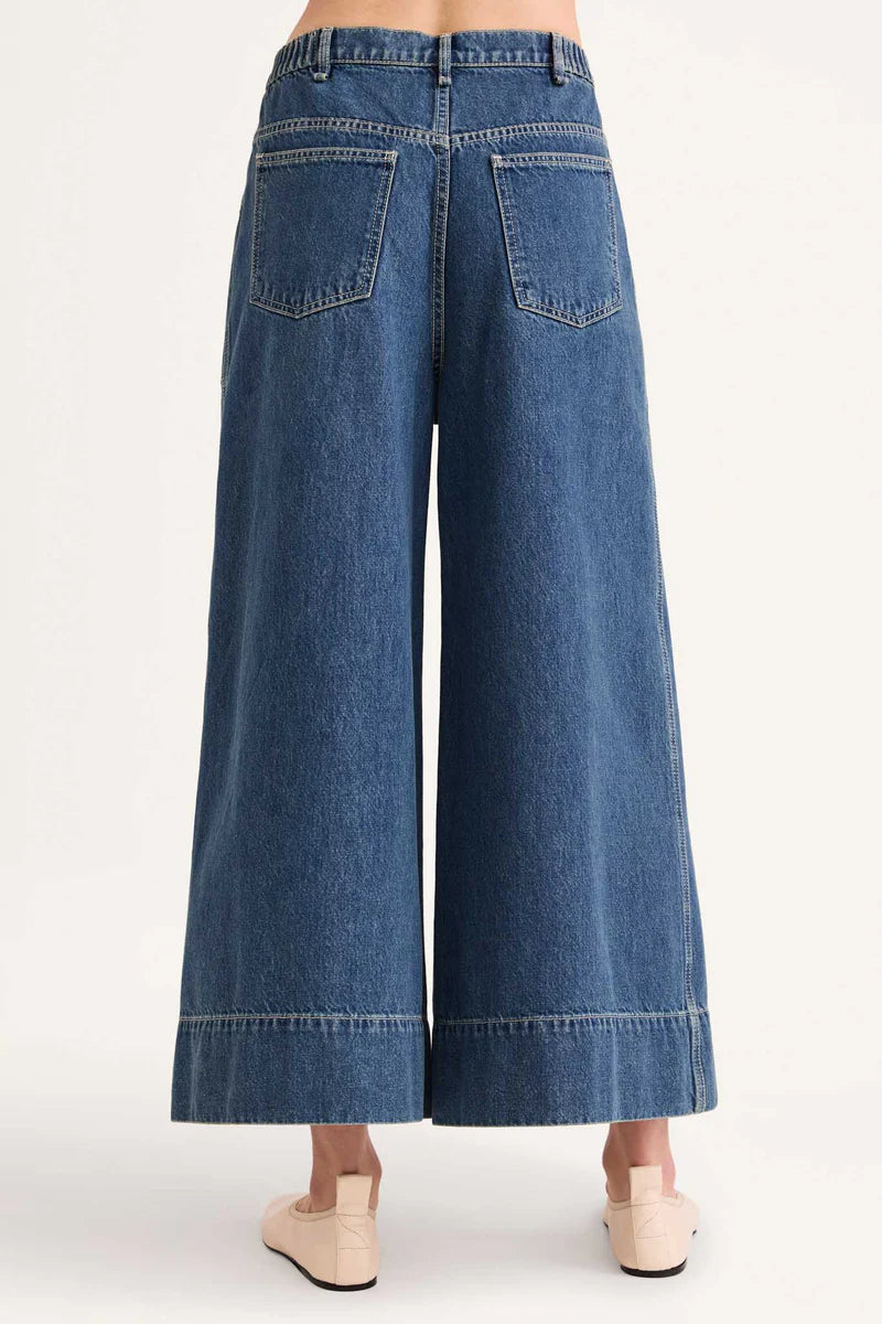 Violette Pants in Mid-blue Wash, from Merlette
