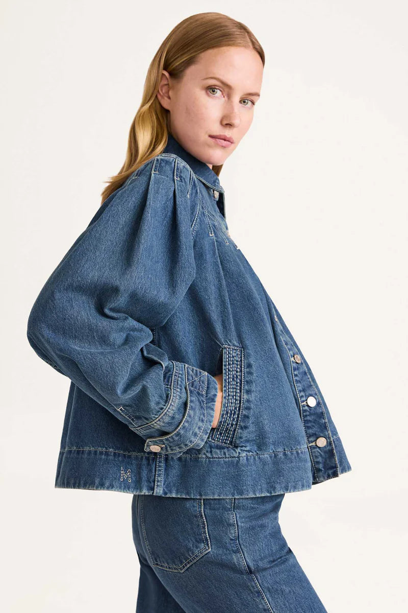 Easton Jacket in Mid-Blue Wash, from Merlette