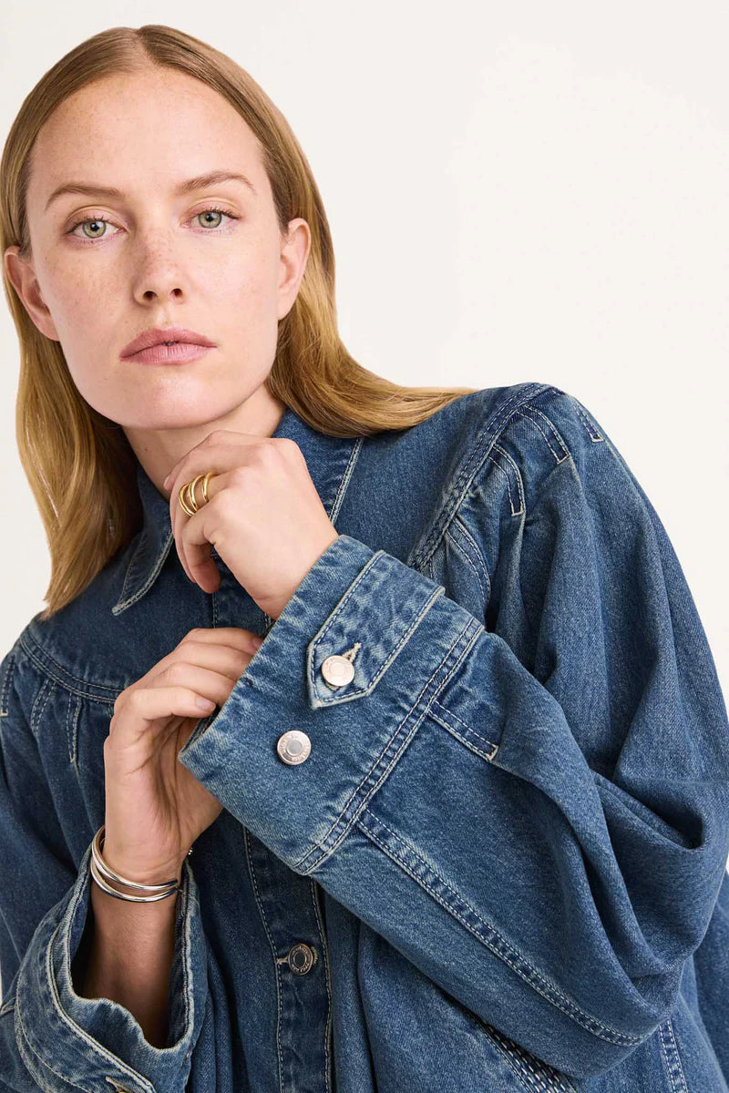 Easton Jacket in Mid-Blue Wash, from Merlette