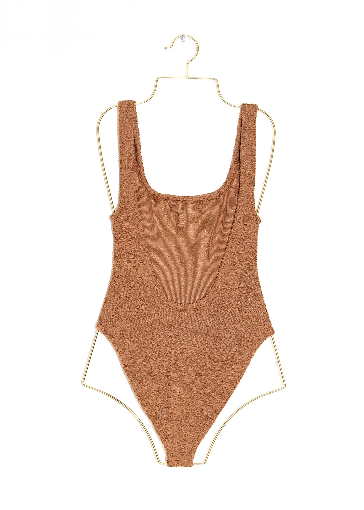 Metallic Square Neck Swimsuit in Cocoa, from Hunza G