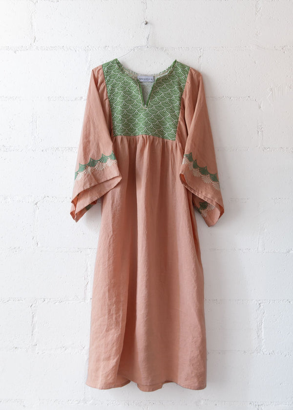 Levante Long Dress in Pink and Green, from Nina Leuca